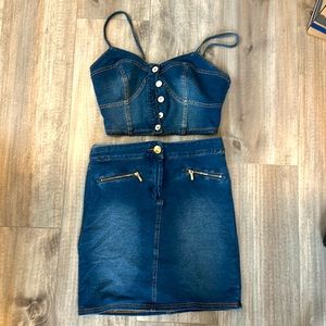 Bebe 2 piece denim outfit